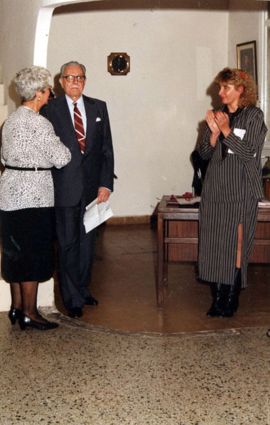 Homenaje a Pedro Boloqui, Directora de Cultura Profesora Graciela Nardin, Maria Piccolo y Antonio Rouco, dueño y director de Diario Clarin. Año 1939 que publicaba sus poesías.