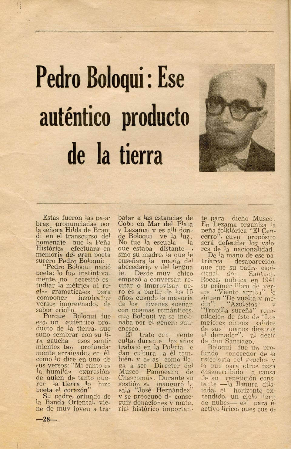 Crónicas, Peña historica chascomus 1977, nota.